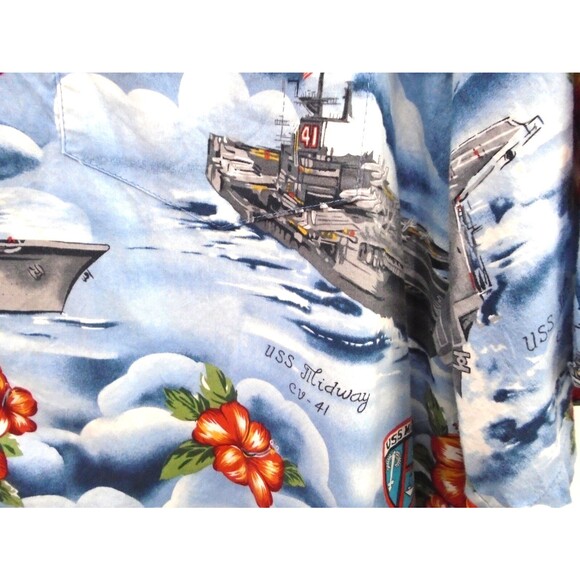 Vintage 90s Kalaheo Hawaiian Shirt Men's 3XL Pearl Harbor WWII Navy Made in USA - Picture 4 of 9